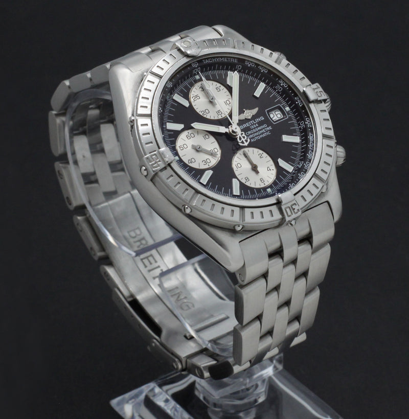 Breitling Crosswind A13355. Opwinden, Automatisch. Materiaal horlogekast, Staal. Materiaal horlogeband, Staal. Diameter, 44mm. Breitling heren horloge.