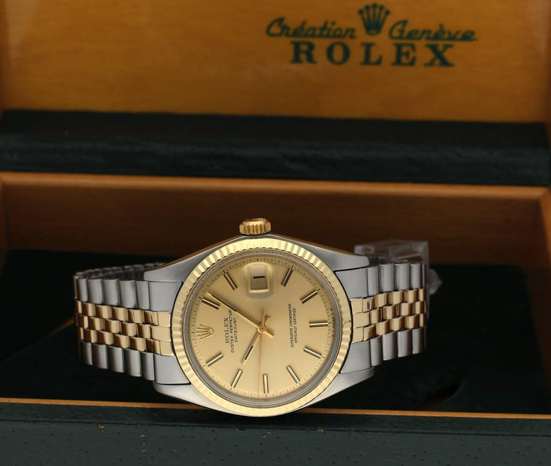 Rolex Datejust 1601 - 1973 - goud/staal - two/tone - Rolex horloge - Rolex kopen - Rolex heren horloge - Trophies Watches